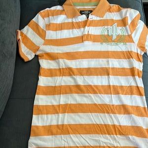 Orange and white striped polo shirt by H&M